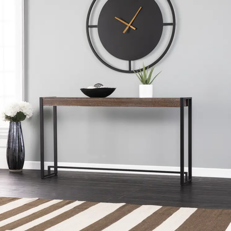 54" Brown and Black Sled Console Table