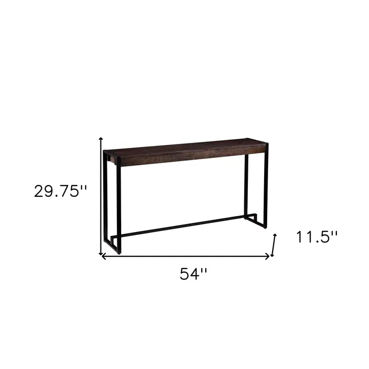 54" Brown and Black Sled Console Table