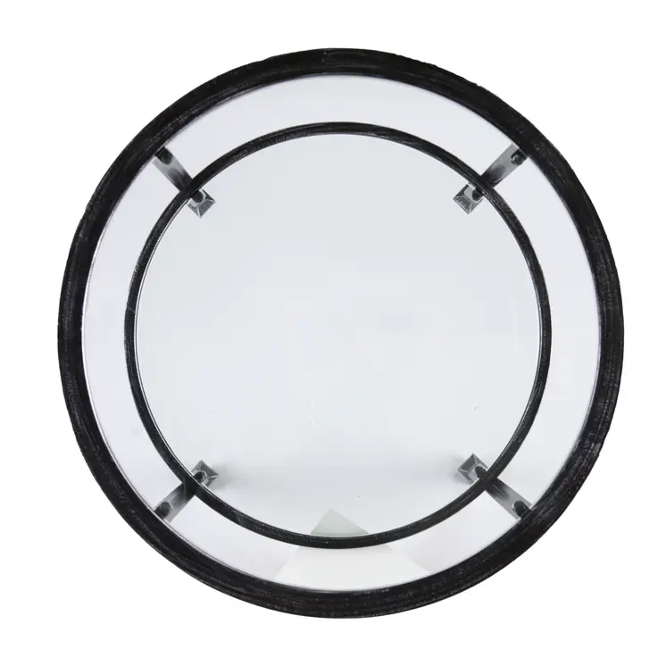 24" Black Glass And Iron Round End Table