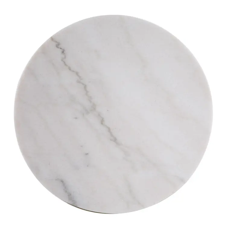 24" Champagne Genuine Marble Look And Iron Rectangular End Table