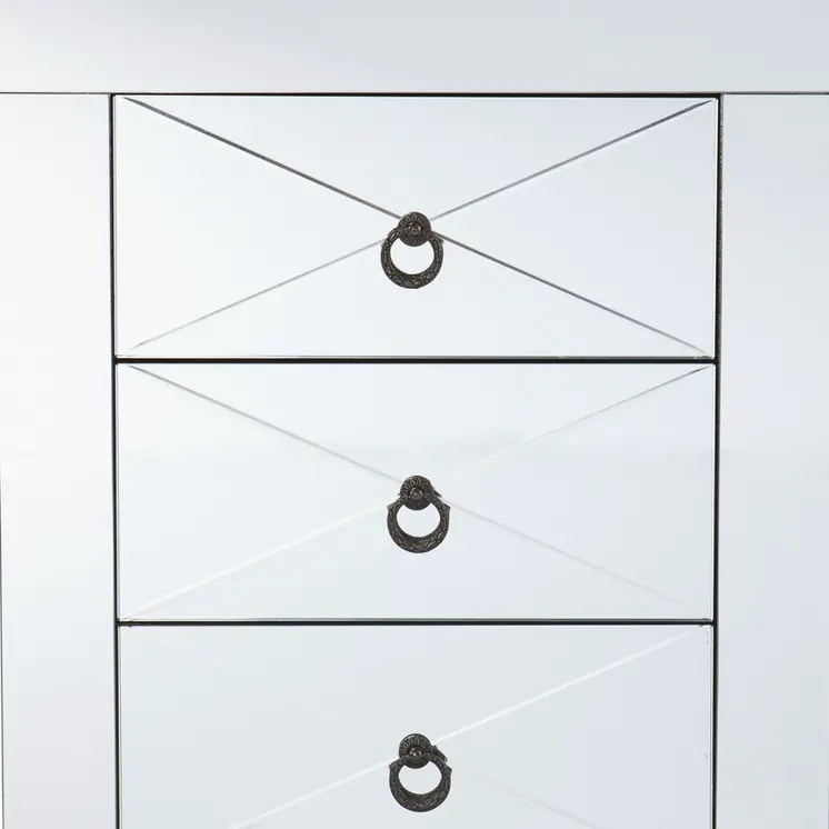 26" Silver End Table With Three Drawers