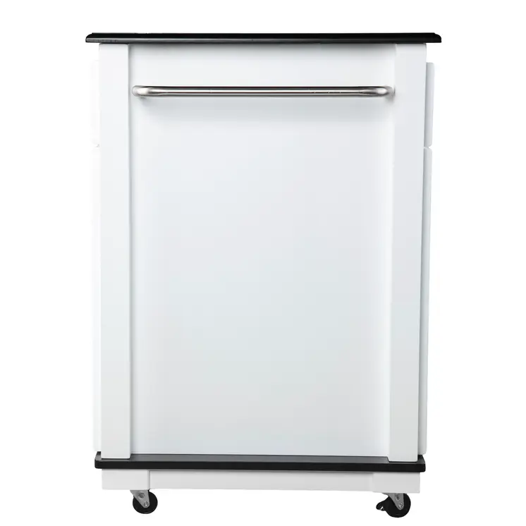 Black and White and Black 39" Rolling Kitchen Island With Storage