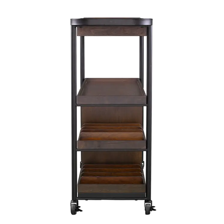 Brown Rolling Bar Cart