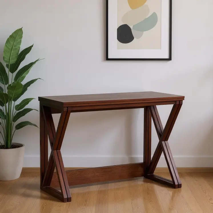 46" Brown Solid Wood A Frame Console Table