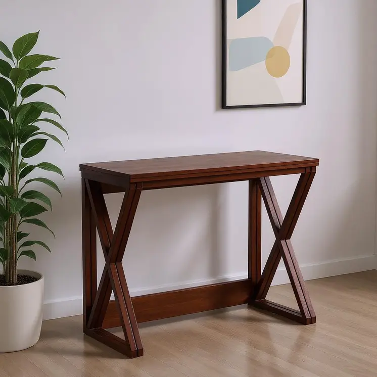46" Brown Solid Wood A Frame Console Table