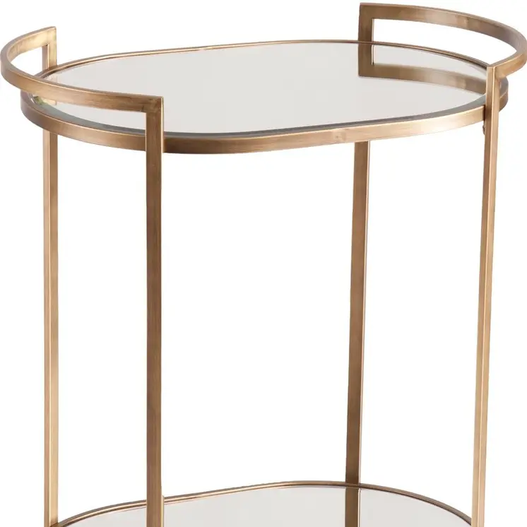 Gold and Silver Metal And Mirrored Glass Bar Cart