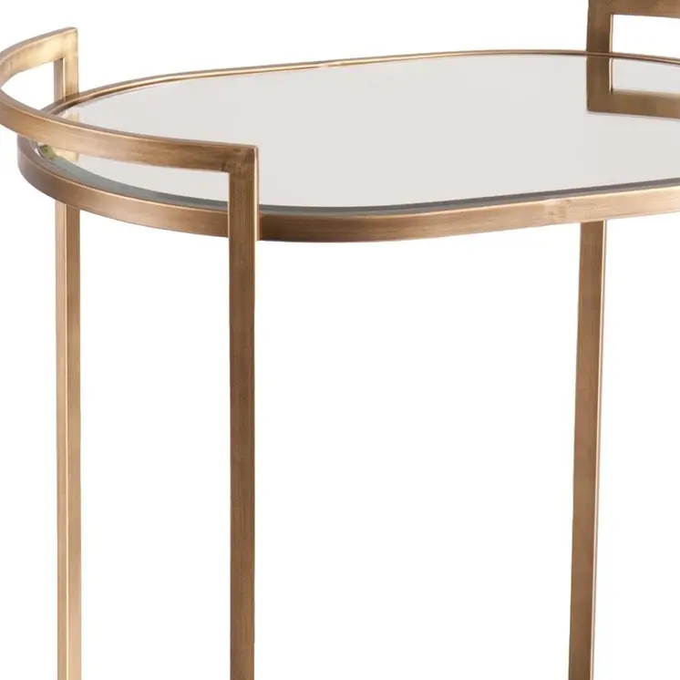 Gold and Silver Metal And Mirrored Glass Bar Cart