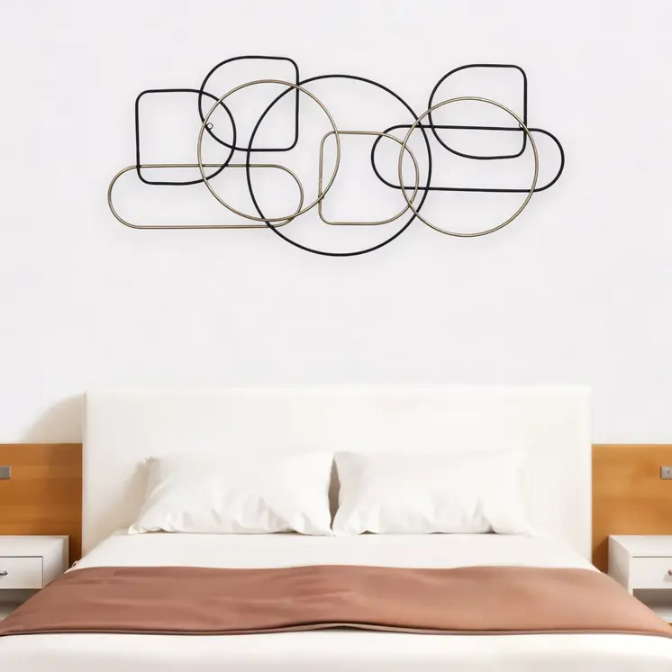 43" Black And Gold Metal Modern Abstract Hanging Dimensional Sculpture