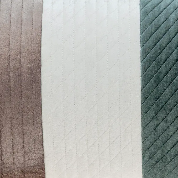 12" X 24" Green Striped Velvet Throw Pillow