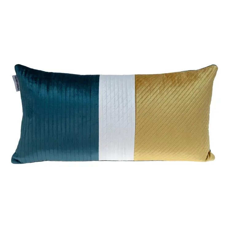12" X 24" Sea Green Striped Velvet Throw Pillow