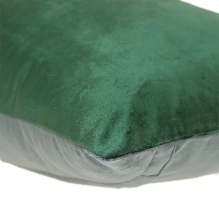 Green Gold and Dark Gray Tufted Velvet Lumbar Pillow