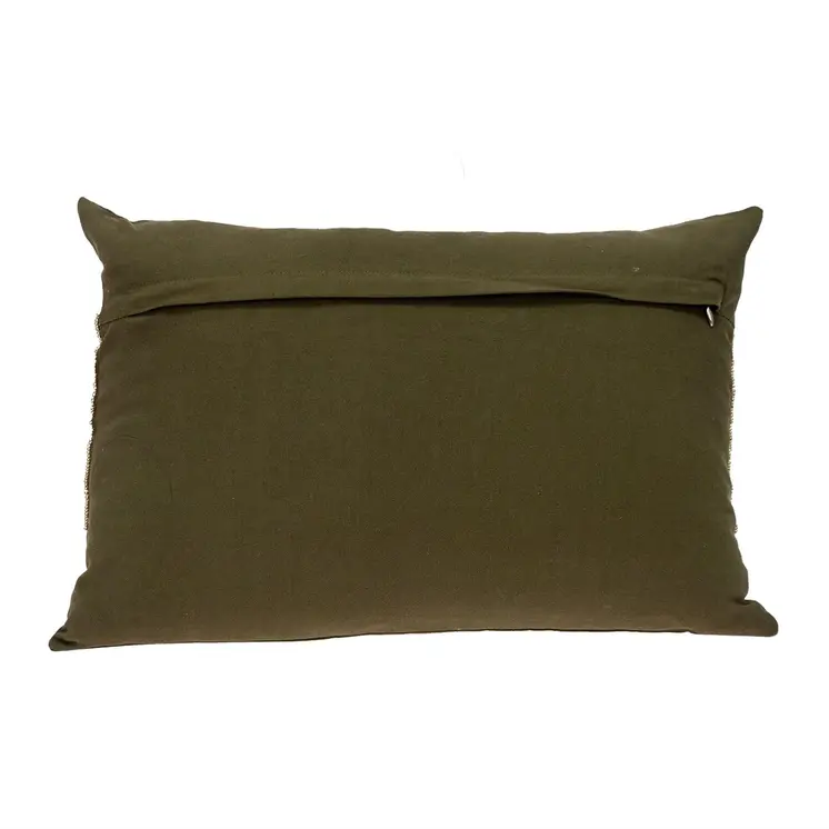 Glam Olive with Gold Sequins Lumbar Throw Pillow