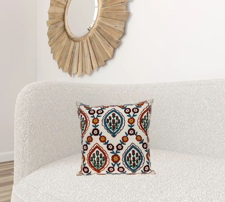 18" MULTICOLOR Cotton Blend Throw Pillow