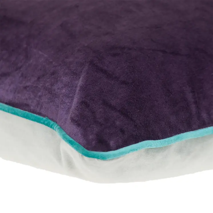 20" Purple And White Velvet Throw Pillow