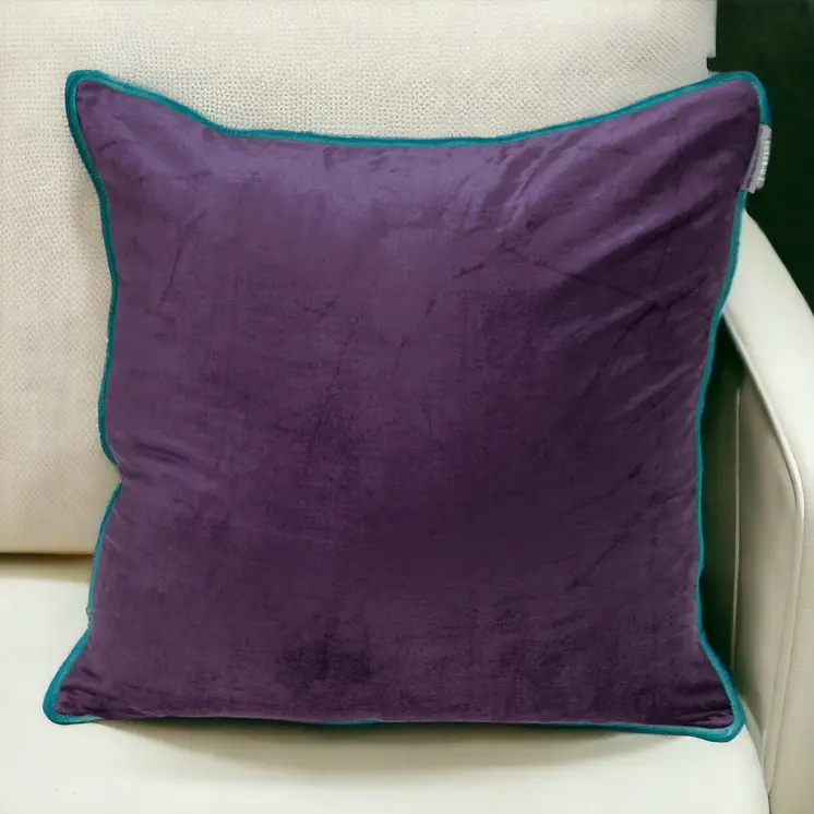 20" Purple And White Velvet Throw Pillow