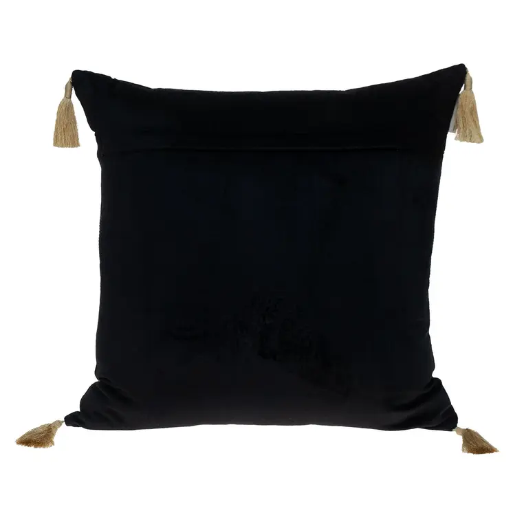 20" Black And Gold Velvet Throw Pillow
