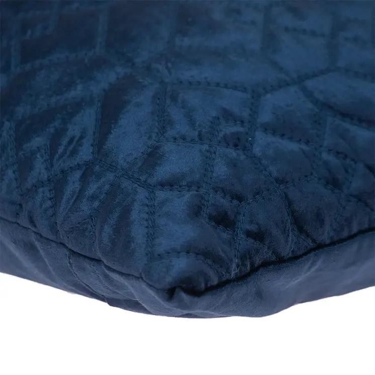Navy Quilted Velvet Geo Decorative Throw Pillow