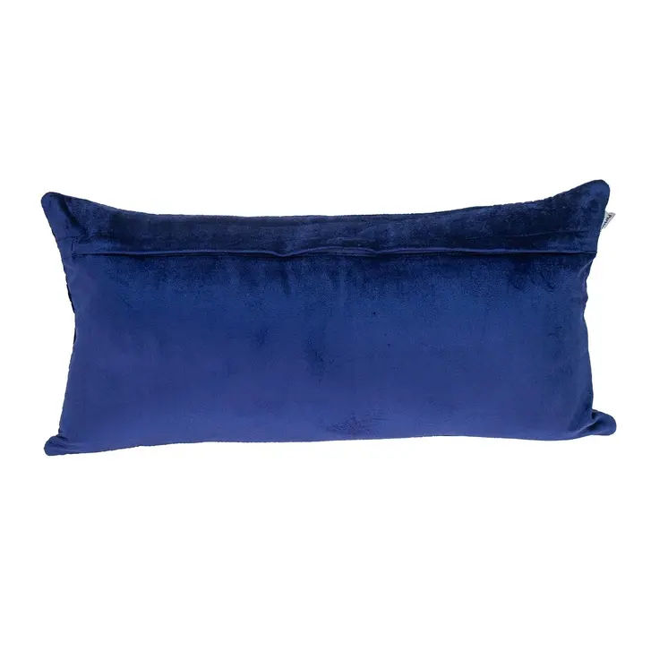 12" X 24" Blue Cotton Blend Throw Pillow
