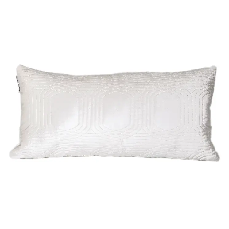 12" X 24" White Cotton Blend Throw Pillow