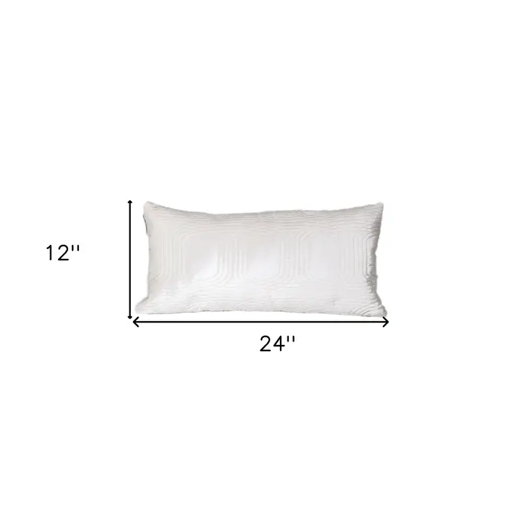 12" X 24" White Cotton Blend Throw Pillow