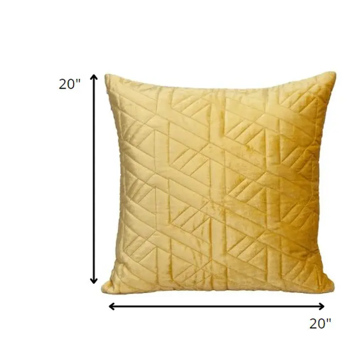 20" Yellow Cotton Blend Throw Pillow