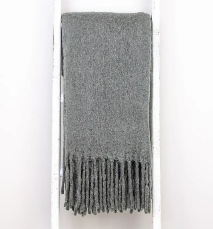 Super Soft Gray Soft Solid Color Handloomed Throw Blanket