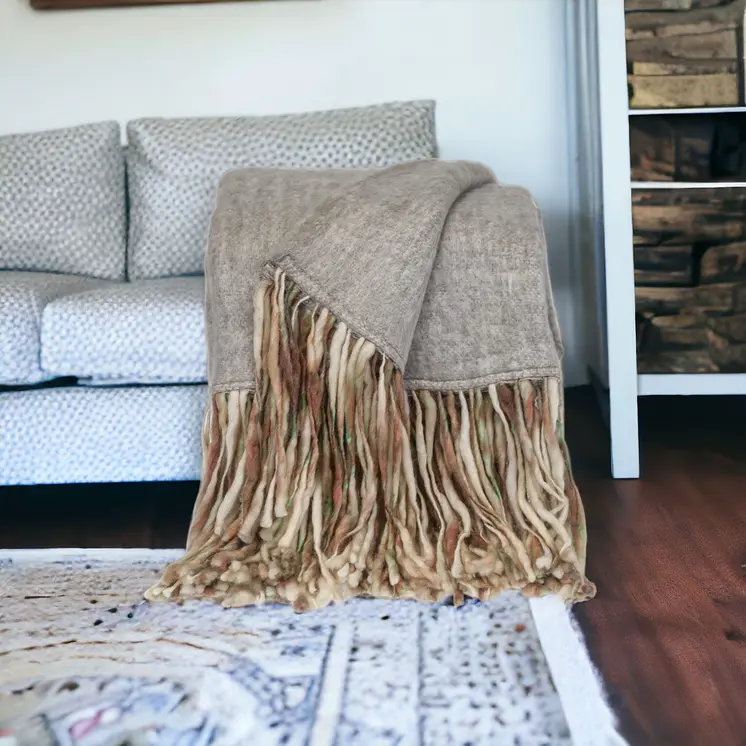 Royal Gray and Brown Handloomed Throw Blanket