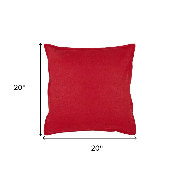 20" Red Cotton Throw Pillow