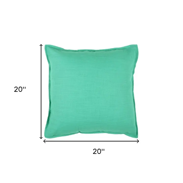 20" Aqua Cotton Throw Pillow
