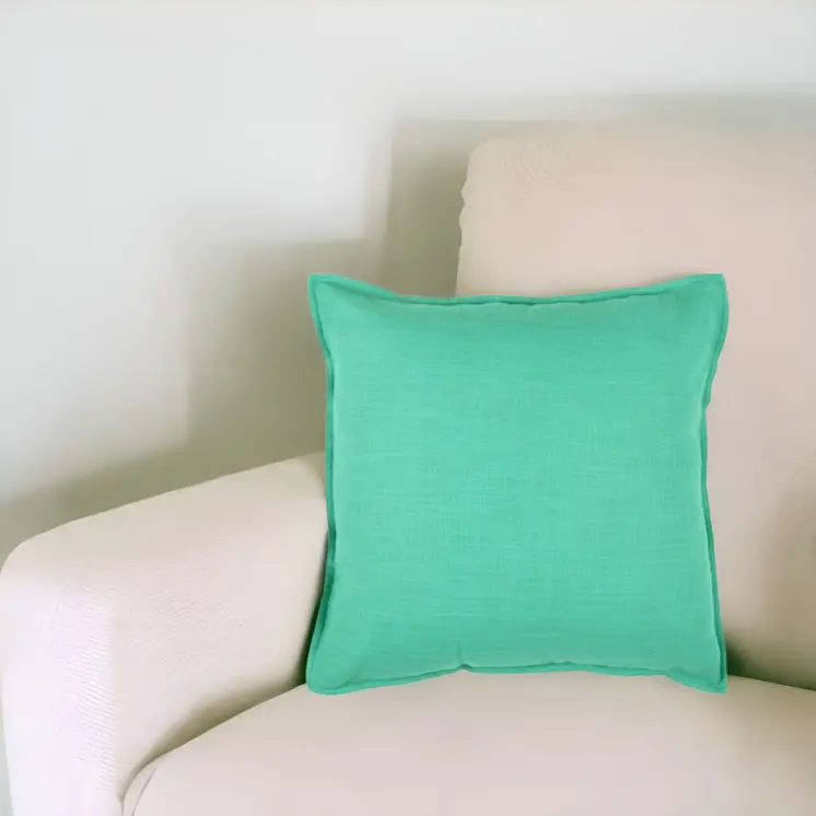 20" Aqua Cotton Throw Pillow