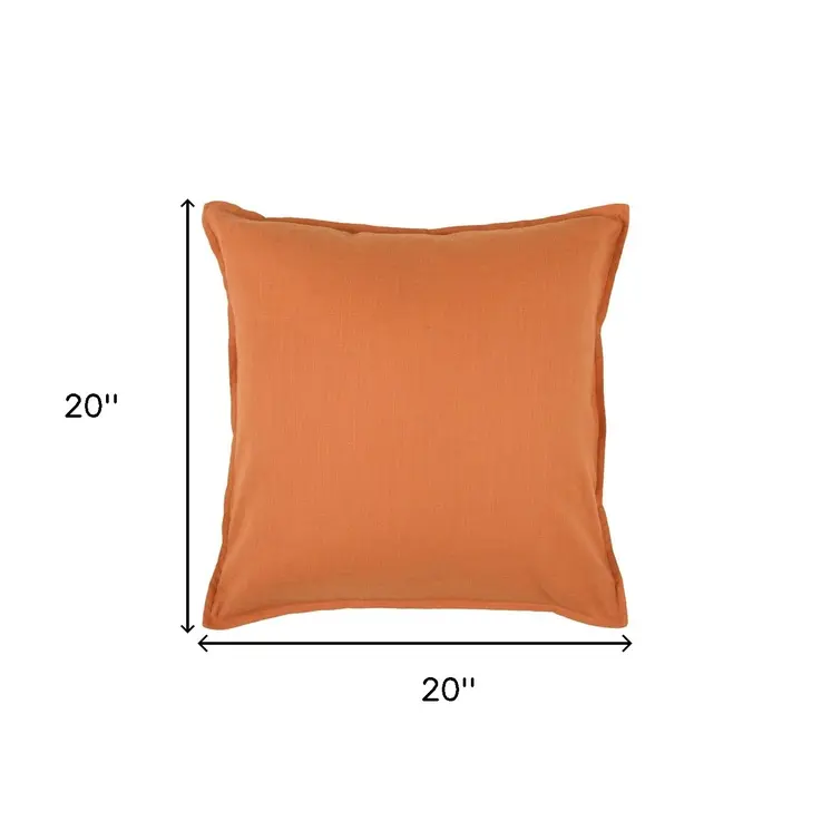 20" Orange Cotton Throw Pillow