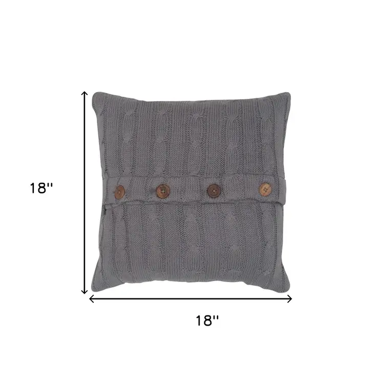 Gray Knit Sweater Stripe Down Throw Pillow