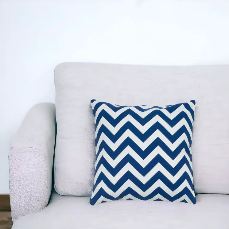 18" Navy Cotton Throw Pillow