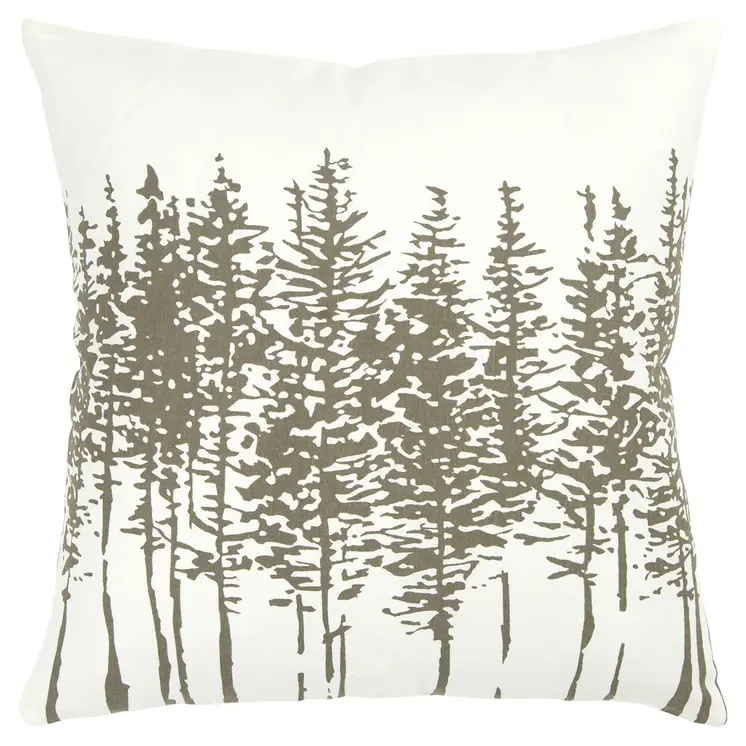 18" Gray Cotton Throw Pillow