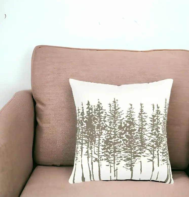 18" Gray Cotton Throw Pillow