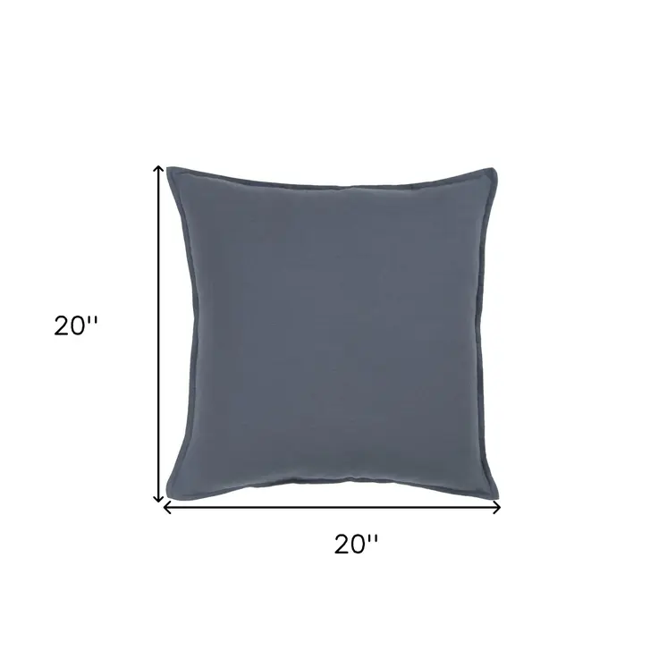 20" Slate Blue Cotton Throw Pillow