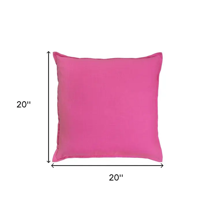 20" Hot Pink Cotton Throw Pillow