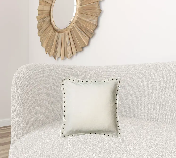 Ivory Embellished Flange Down Filled Throw Pillow