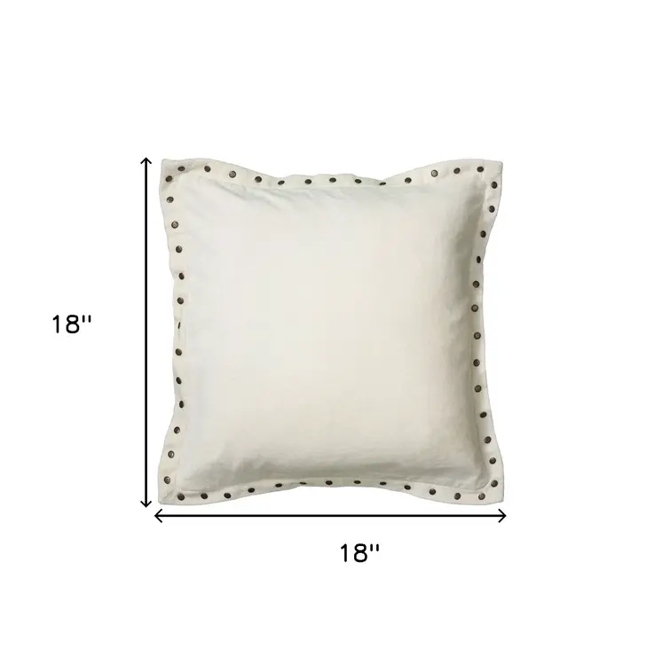 Ivory Embellished Flange Down Filled Throw Pillow