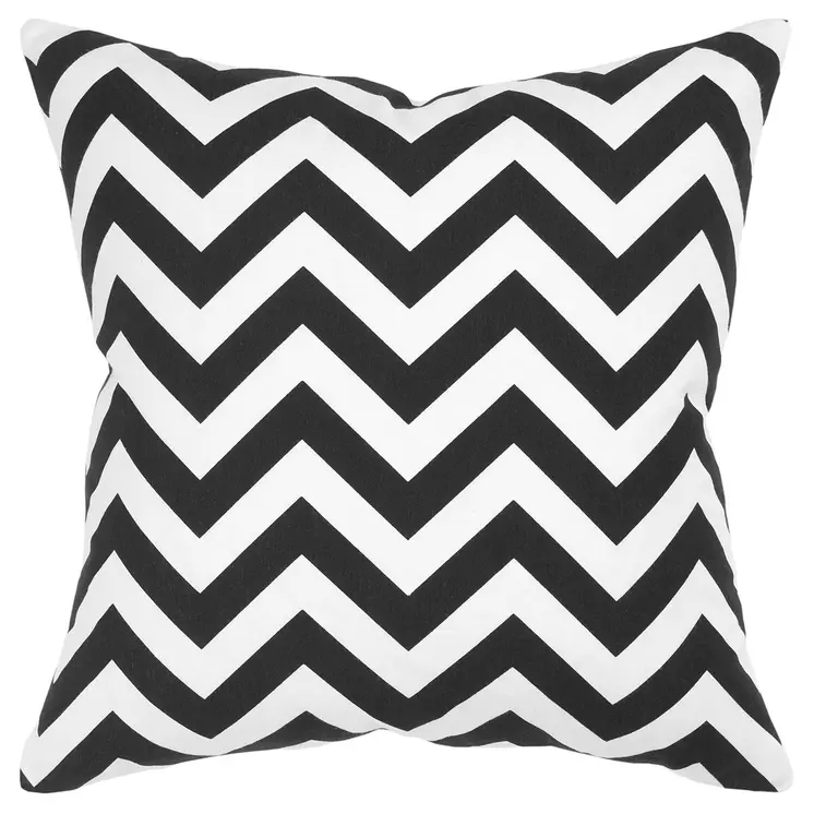 18" Black and Ivory Cotton Throw Pillow