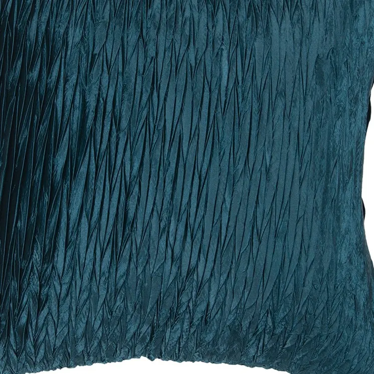 18" Teal Blue Crinkle Cotton Throw Pillow