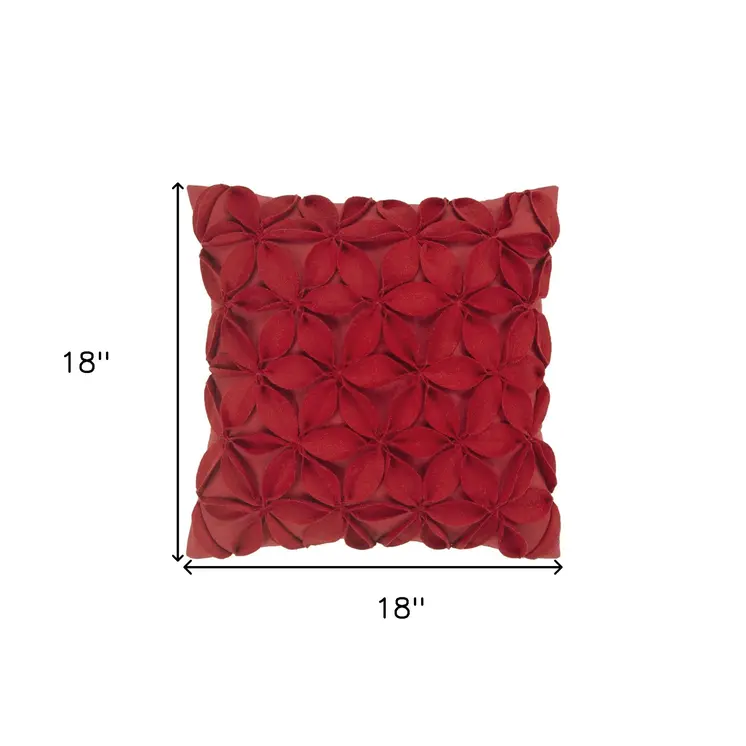 18" Red Cotton Throw Pillow