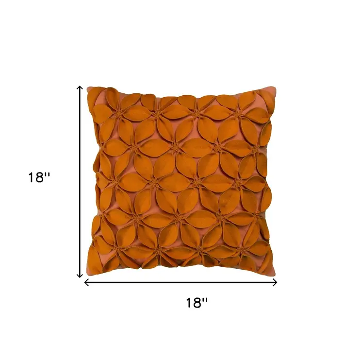18" Orange Cotton Throw Pillow