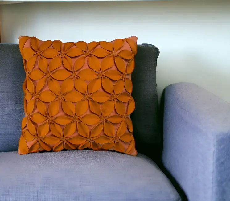 18" Orange Cotton Throw Pillow