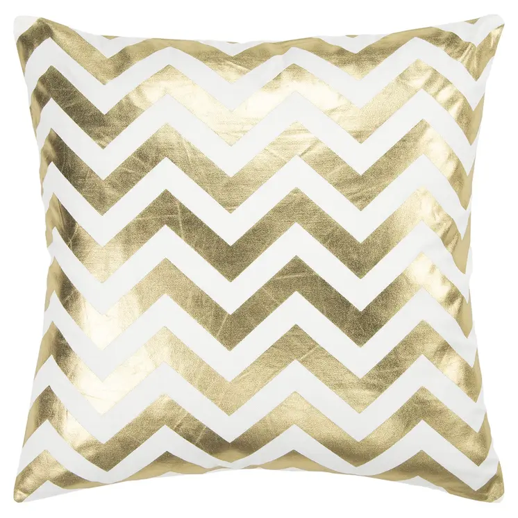 18" Gold and Ivory Cotton Throw Pillow
