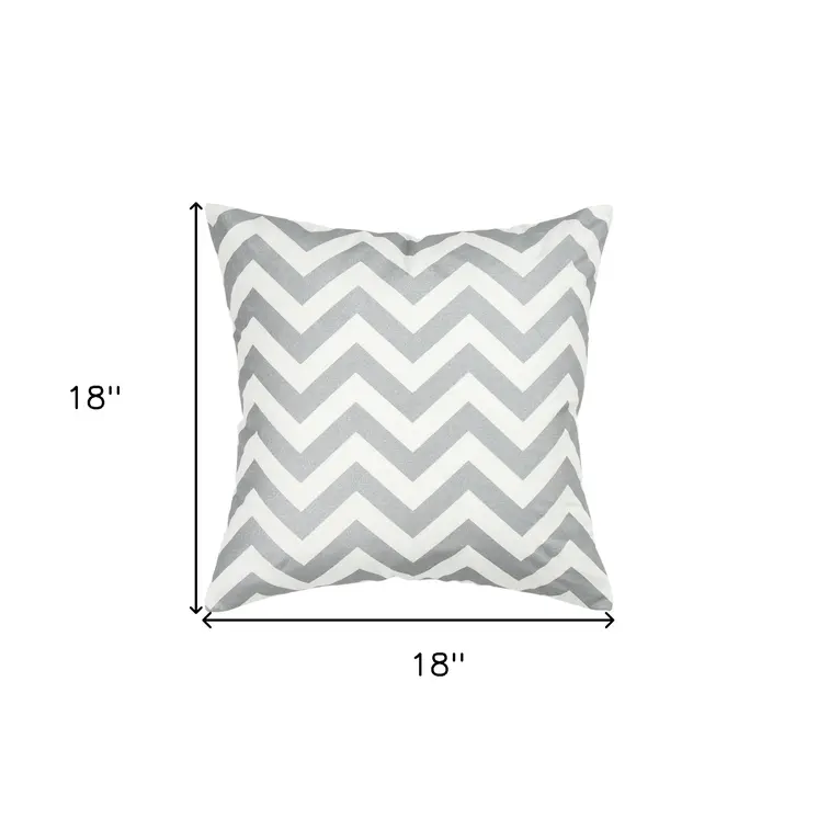 18" Silver and Ivory Cotton Throw Pillow