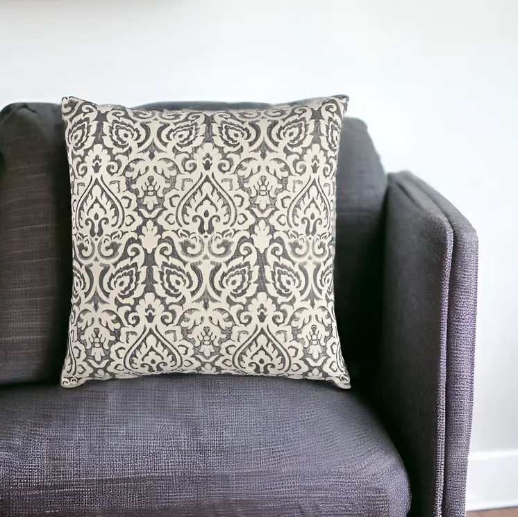 22" Light Gray Cotton Throw Pillow