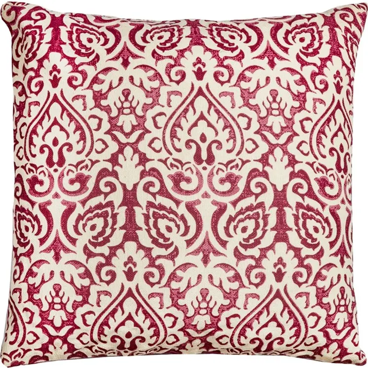 22" Red and White Cotton Throw Pillow