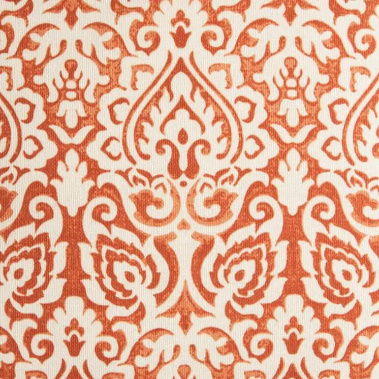 22" Orange and White Damask Cotton Throw Pillow