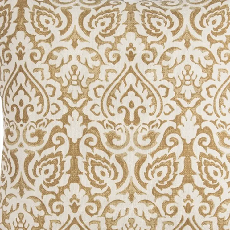 22" Gold And White Cotton Throw Pillow
